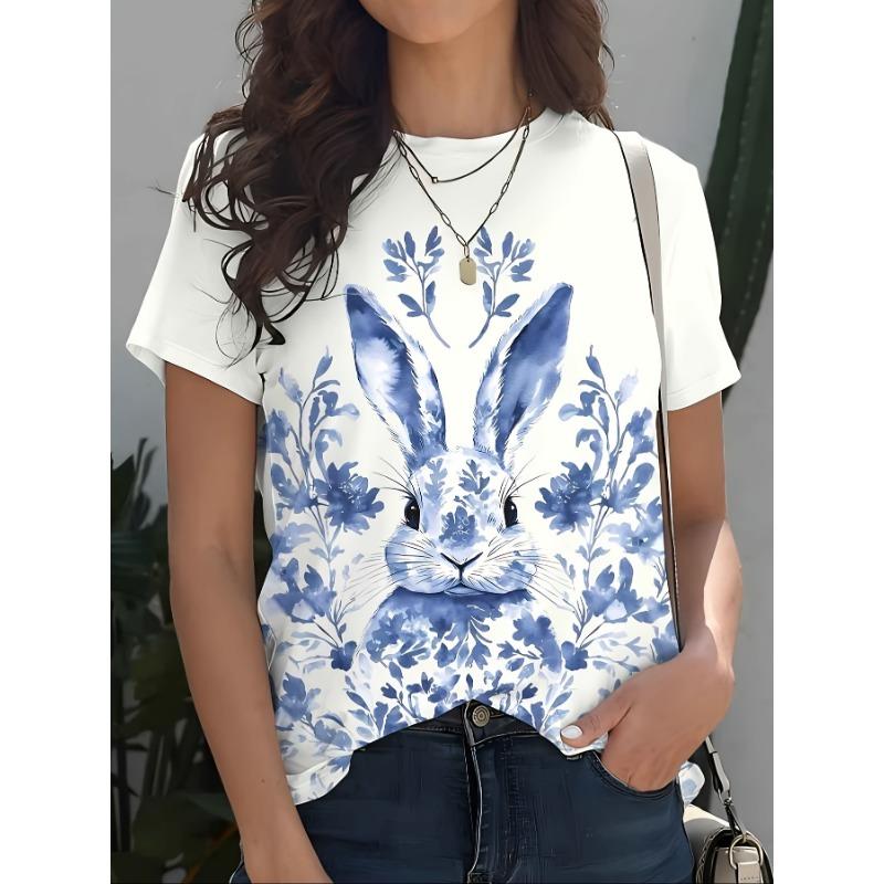 Summer Round Neck 3D Various Animal Print Top Fashionable Casual Short Sleeved Women's T-shirts