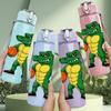 1PC Basketball Playing Dinosaur Pattern 750ml Color Plastic Sports Water Bottle Leakproof Flip Straw Lid Suitable for Sports Office Home Use