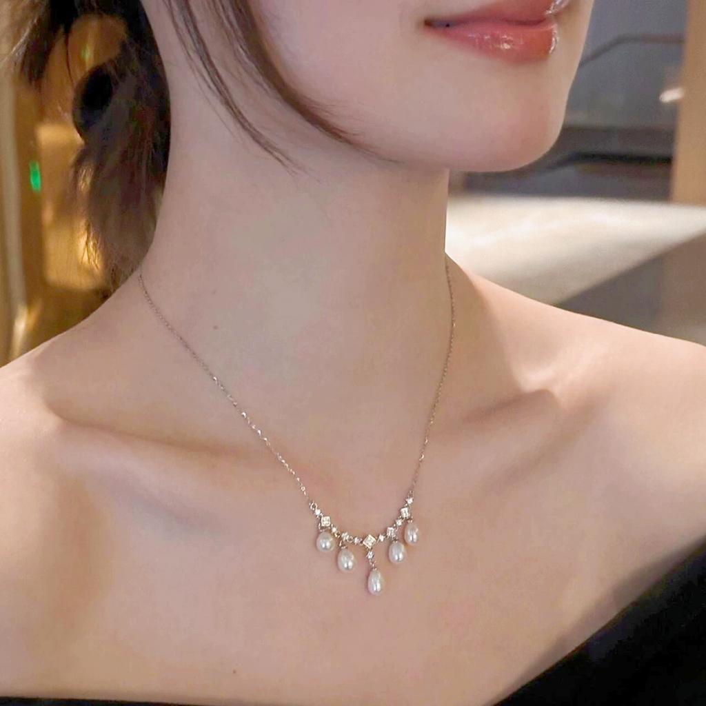 Gioielli di Moda Collana a Catena Clavicolare in Argento Sterling 925 per Donne Gioielli Collana con Pendente a Frange in Argento 925 Personalizzata