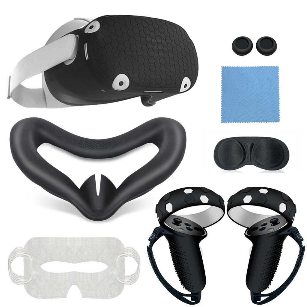 For Oculus Quest 2 Silicone Protective Cover Set 7 In 1 Anti-Leakage Nose Pad Mask Case Replacement Vr Silicone Case Accessories