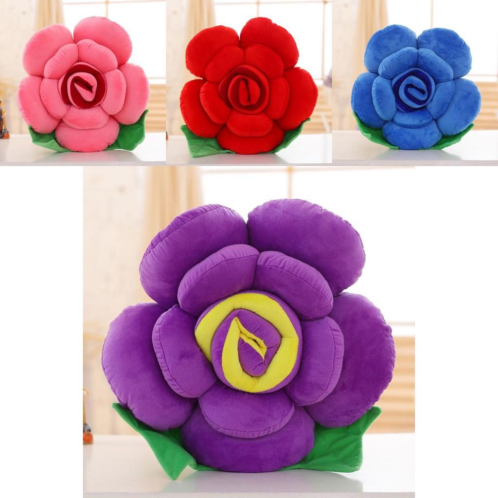 Bright Colors Rose Shape Flower Pillows Cushion Lumbar Decor For Sofa Bed And Chair