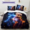 Ropa de cama con estampado de Son Goku, Juego de colcha, Funda de colcha, Funda de almohada, Regalo de cumpleaños para el hogar (1 * funda nórdica + 2 * fundas de almohada, sin núcleo)