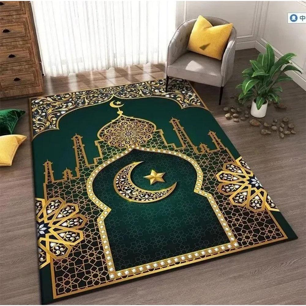 Tapis de prière musulman islamique Décor de salon Tapis antidérapants Chambre Chevet Tapis doux Paillasson d'entrée Tapis lavable en machine