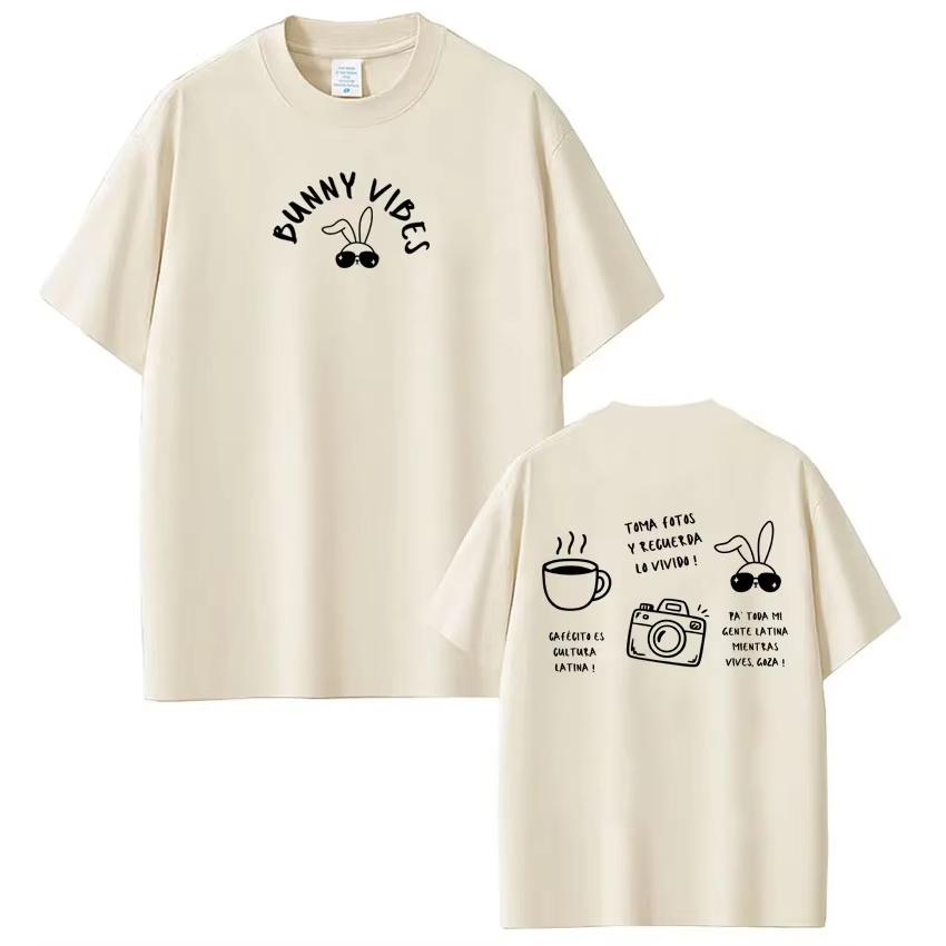 Singer Bad Bunny Pop Music Fashion Print Tshirt Men Women Harajuku Tshirt Shortsleeved Casual Cotton Hiphop Tees Streetwear