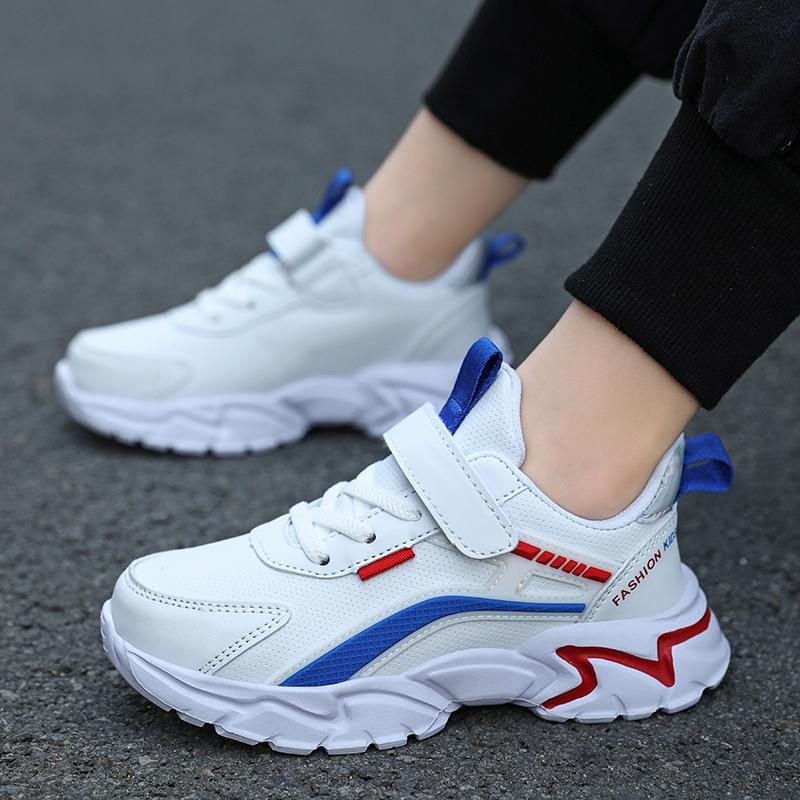 Кожаные белые теннисные спортивные кроссовки для мальчиков и девочек — фото 5