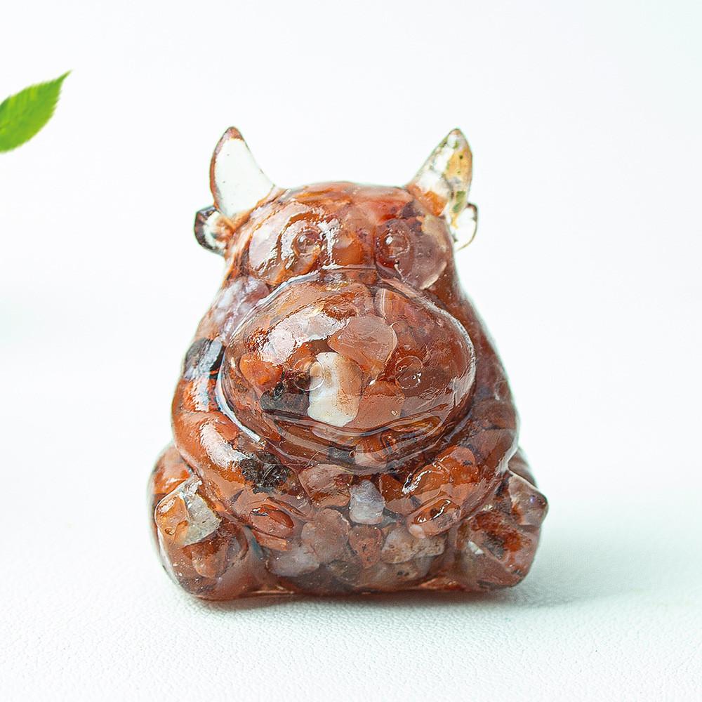 Resin Crystal Cow Figurine With Lucky Fortune For Office Desk Decor Gift For Teens And Adults