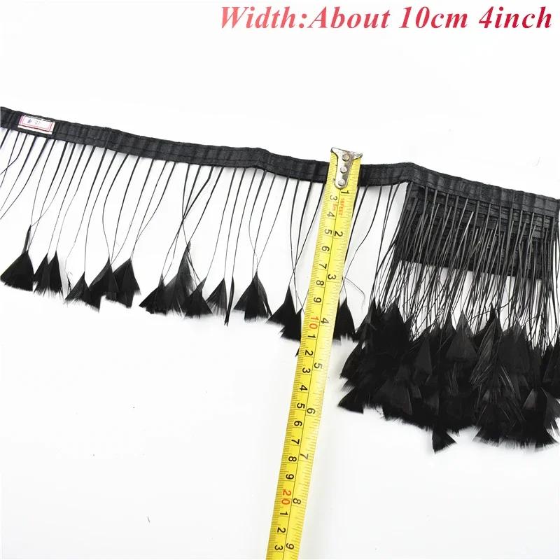 1Meters White Black Pheasant Feathers On Tape Ribbon Turkey Ostrich Fringe Feather Trim Goose Marabou Sewing Clothes DIY Plumes