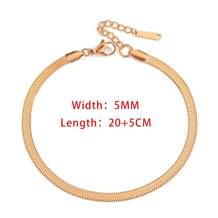 Blade Chain Anklets for Women Gold Bracelet On The Leg Stainless Steel Snake Chains Beach Accessories Jewelry C046