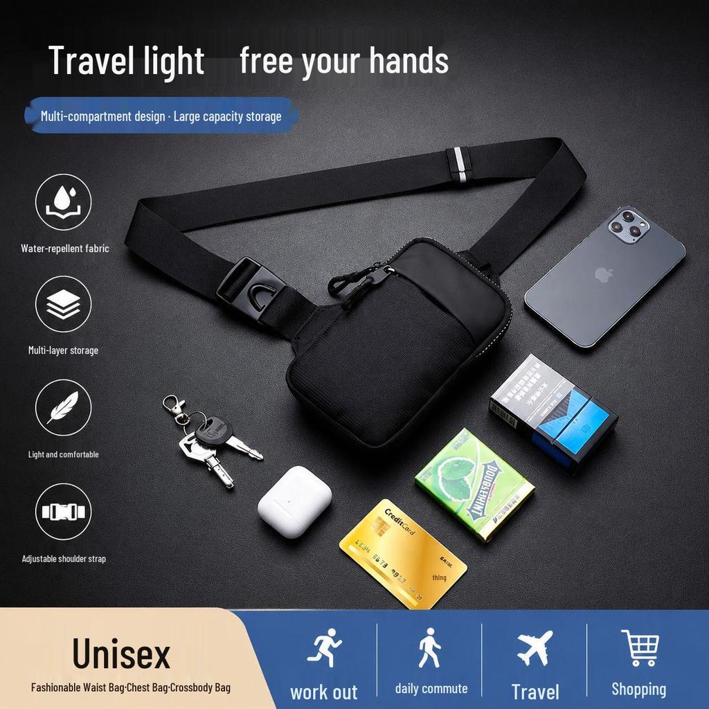 Men's High-End Waterproof Chest Phone Bag – Compact, Stylish, Multi-Functional for Outdoor Sports & Fitness
