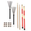 Drumstick Kit Rute Brush Damper Drum Set Musical Instrument Playing Accessories with BagM02762 Coffee Color