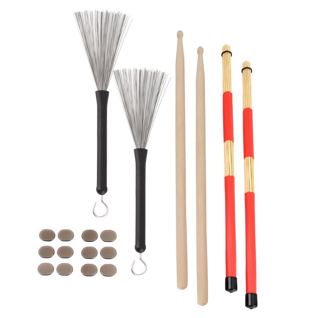 Drumstick Kit Rute Brush Damper Drum Set Musical Instrument Playing Accessories with BagM02762 Coffee Color