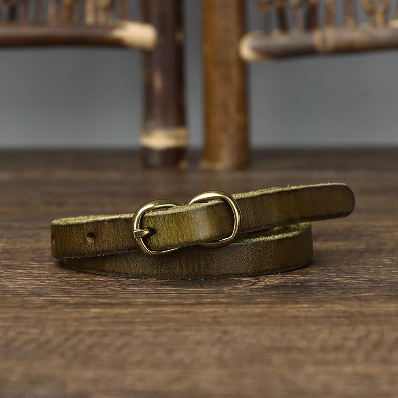 Curea decorativă subțire pentru damă, cataramă cu opt tipuri, cu haină, curea de femei din piele de vacă pură, cu tendințe de modă retro