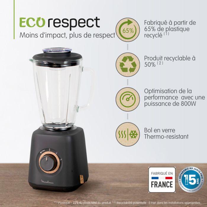 Moulinex Blender Eco Respect, Ecological Design, 1.75 L, 4 Blades, 800 W, Lm46en10