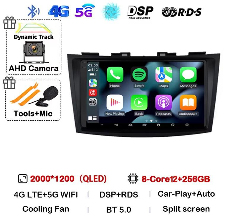 Android 14 Carplay Auto Car Radio For Suzuki Swift 4 2011 2012 2013 2014 2015 2016 Multimedia Video Player Audio GPS Stereo WIFI
