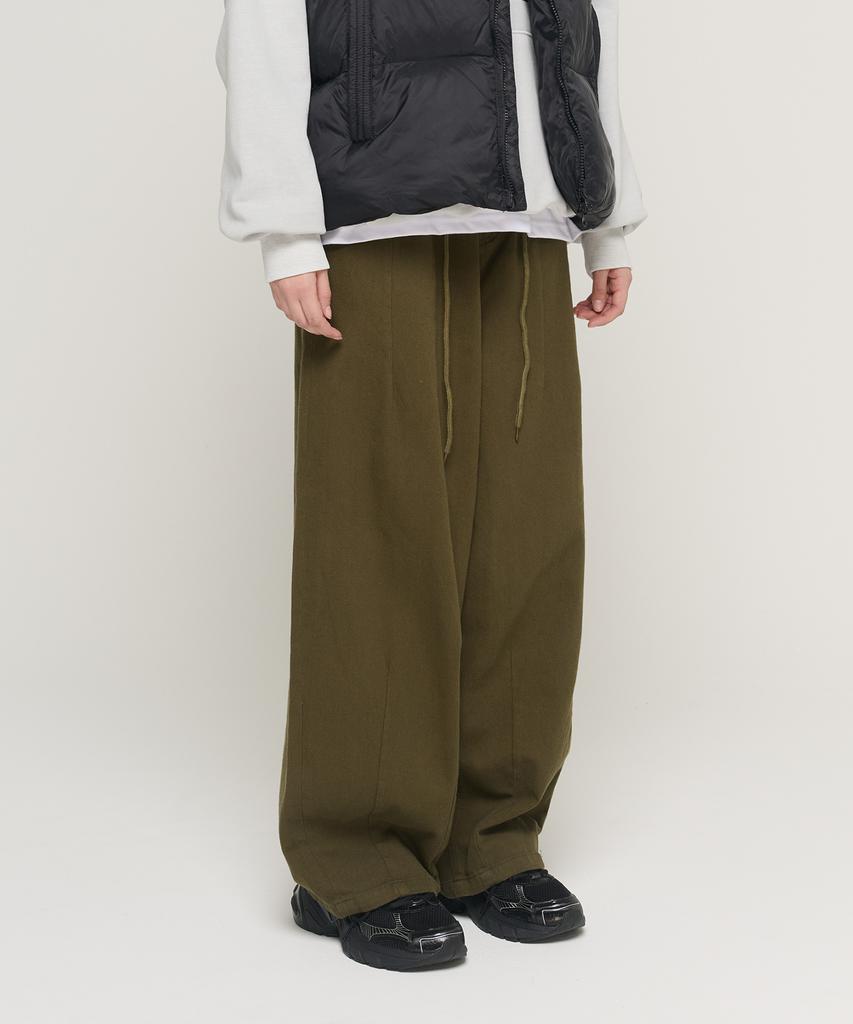CARGOBROS FOR WOMAN Balloon String Wide Cotton Pants (Khaki)