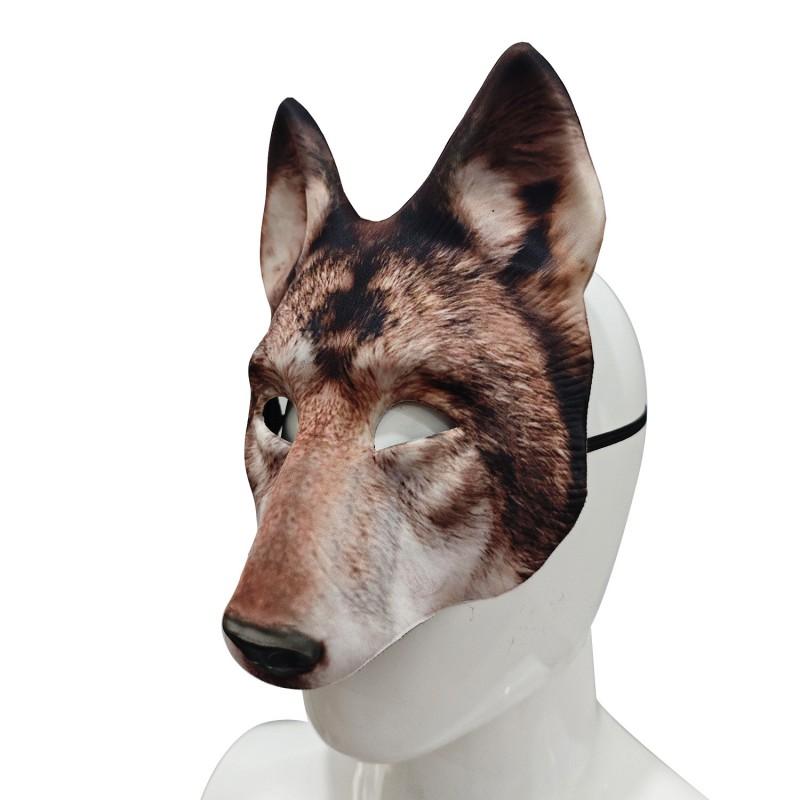 Adult Wolf Mask Costume Accessory Halloween Party Cosplay Animal Theme Dress Up Brown Gray