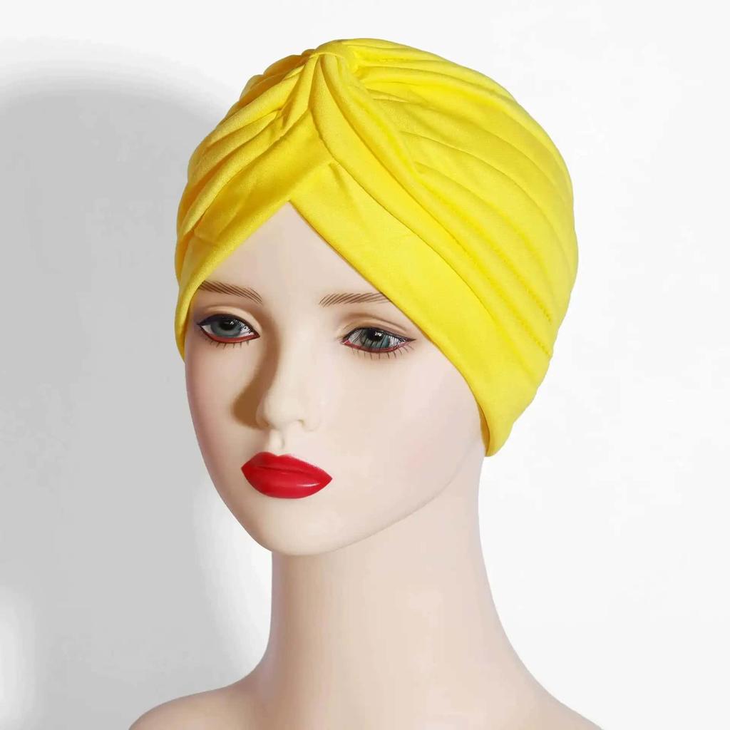 New Women Solid Color Hijab Turban Cancer Beanie Bonnet Inner Hijabs Cap Hair Loss Chemo Hat Elastic Head Cap Muslim Indian Hat