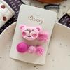 Autumn Retro Sweet Pink Coffee Leopard Pattern Bow Rabbit Hairpin Hair Ring Temperament Baby Tie Ball Head Flower Girl