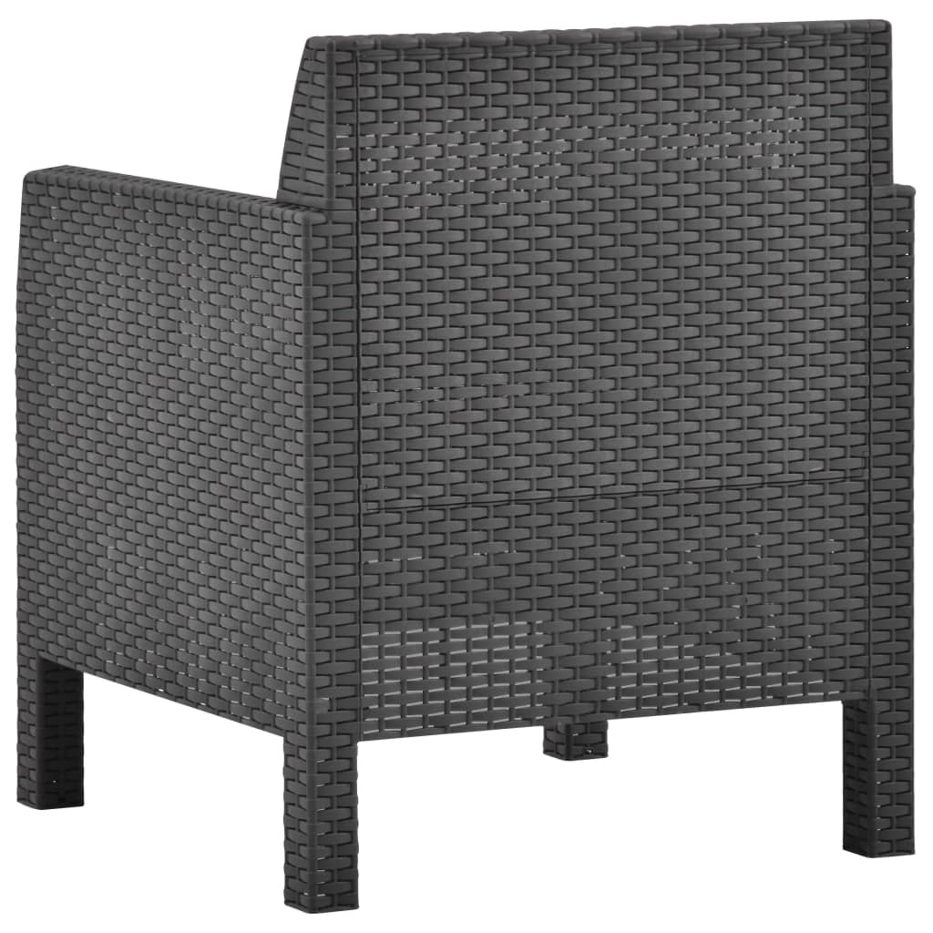 Garden Chair with Cushion Anthracite 63 X 65 X 76 Cm PP Rattan