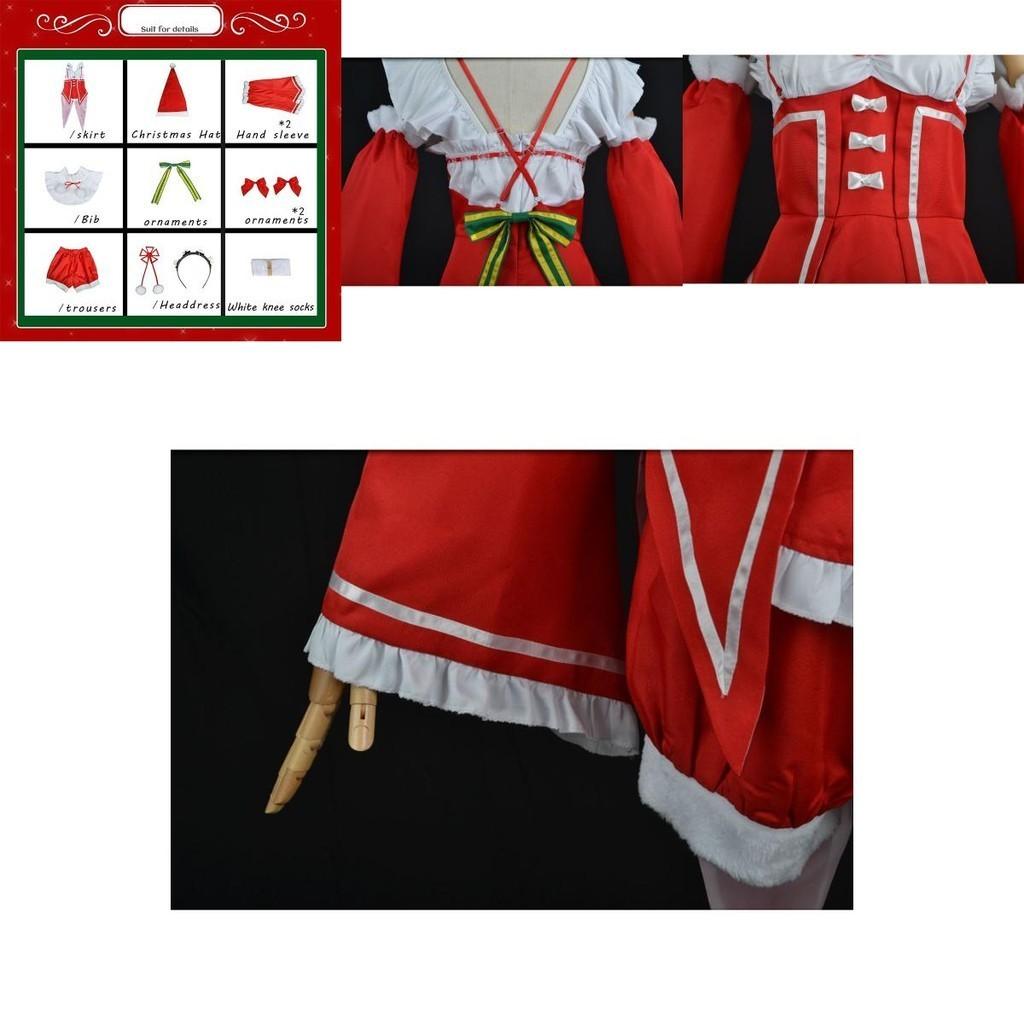 Rezero Rem Ram Christmas Cosplay Dress Costume High Quality Santa Snow Outfit