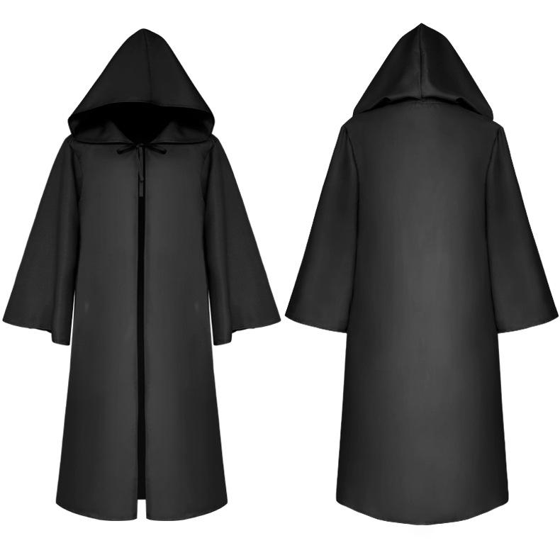Medieval Wizard Hooded Cloak: Five Colors, Long Sleeve Cape, Halloween Grim Reaper Costume