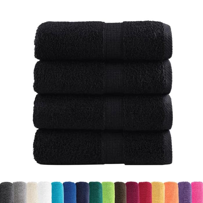 VidaXL Serviettes de toilette Premium SOLUND 4 pièces Noir 30 x 30 cm 600 g/m² 137420