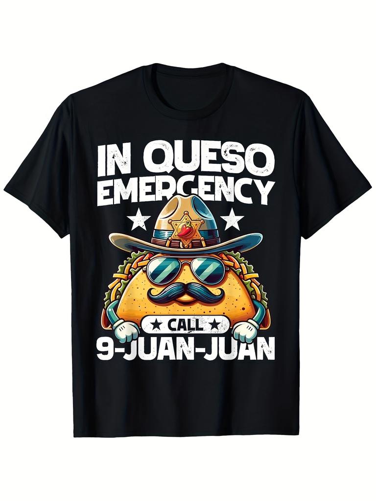 Yell, Juan Juan, 911! Funny Pun T-Shirt for May Day, Round Neck Short Sleeve Printed T-Shirt, Unisex, 2026 Summer Edition, 6.35 Oz, Halloween, Thanksg