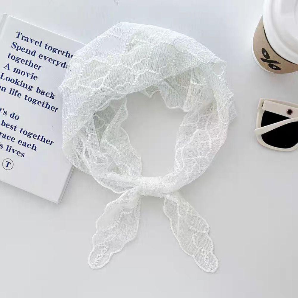 Embroidery Lace Scarf Hollow Out Hair Scarf Headband Vintage Foulard Bandana  for Women