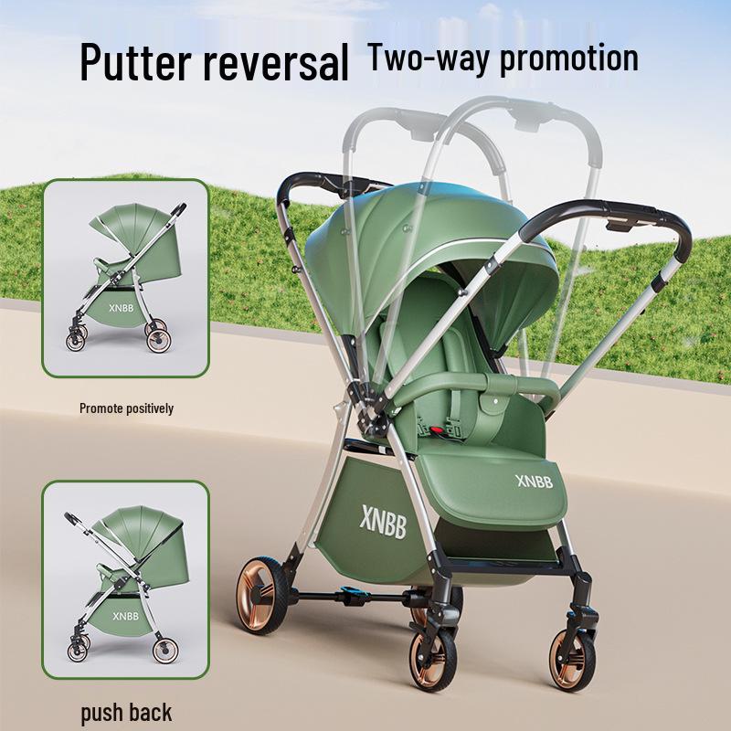 High View Reversible Baby Stroller: Sit & Lie Features, Foldable, Ultra-Light, Shock-Absorbing for Ages 0-3