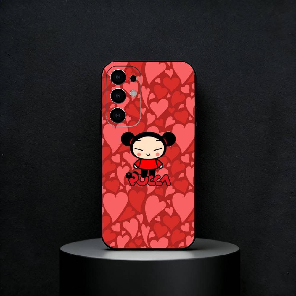 Cute Cartoon Pucca Garu Phone Case For Samsung S25,S24,S21,S22,S23,S30,Ultra,S20,Plus,Fe,Note,5G Black Cover