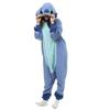 Damen-Schlafanzug mit Cartoon-Figuren, dicker Polarfleece, Knopfverschluss, tiefer Schritt, lange Ärmel, Kapuze mit Ohrendekor, Winter-Nachtwäsche, Party-Cosplay-Outfit