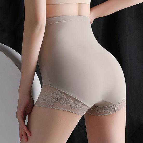 Women Underpants High Waist Lace Embroidery Flower Tummy-control Butt-lifted Thin Soft