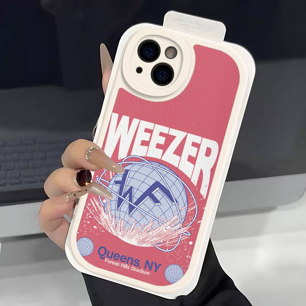 Rock W-Weezer Kapela Pouzdro na telefon Pro IPhone 16 15 14 13 12 11 Pro Max Plus Měkký kožený kryt