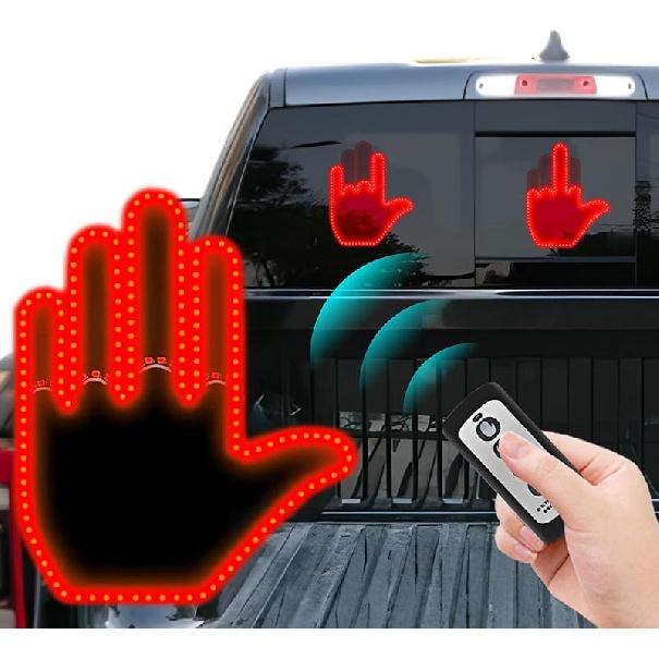 Middle Finger Car Light - Glogesture Hand Light For Car,Light Up Middle Finger For Cars Window, Led Hand Gesture With Remote,Road Rage Hand Led Sign,