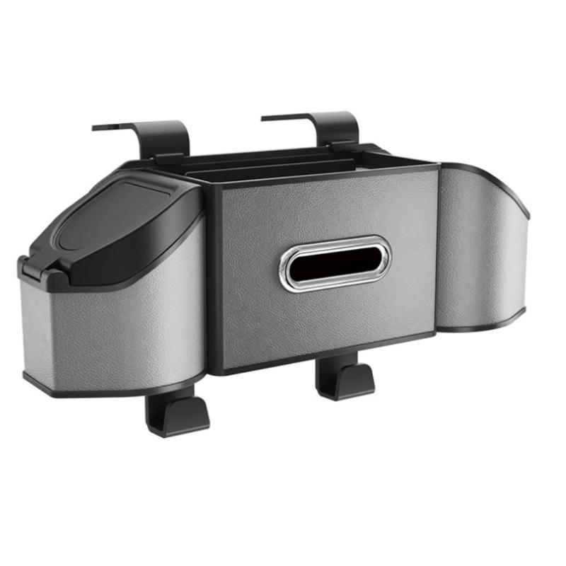 Car Storage Rack Multi-Purpose Vehicle Rear Seat Storage Box with Tissue Cup Holder Leather Backseat Organizer Auto Accessories