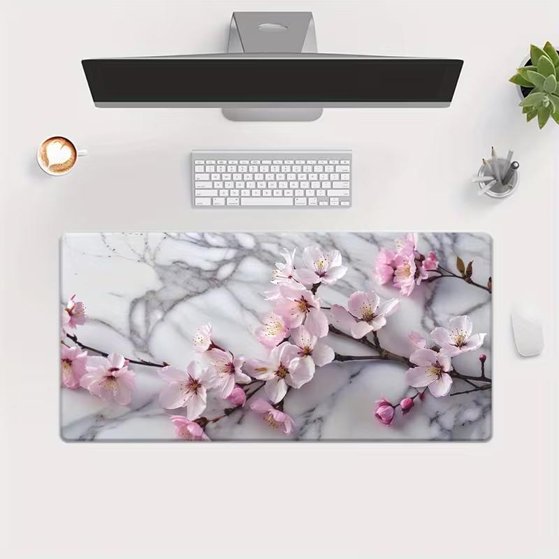 Japanese Mount Fuji Cherry Blossom Gaming Mouse Pad Extended Non Slip Mat Smooth Edges For Gamers Office Home Wireless Mouse