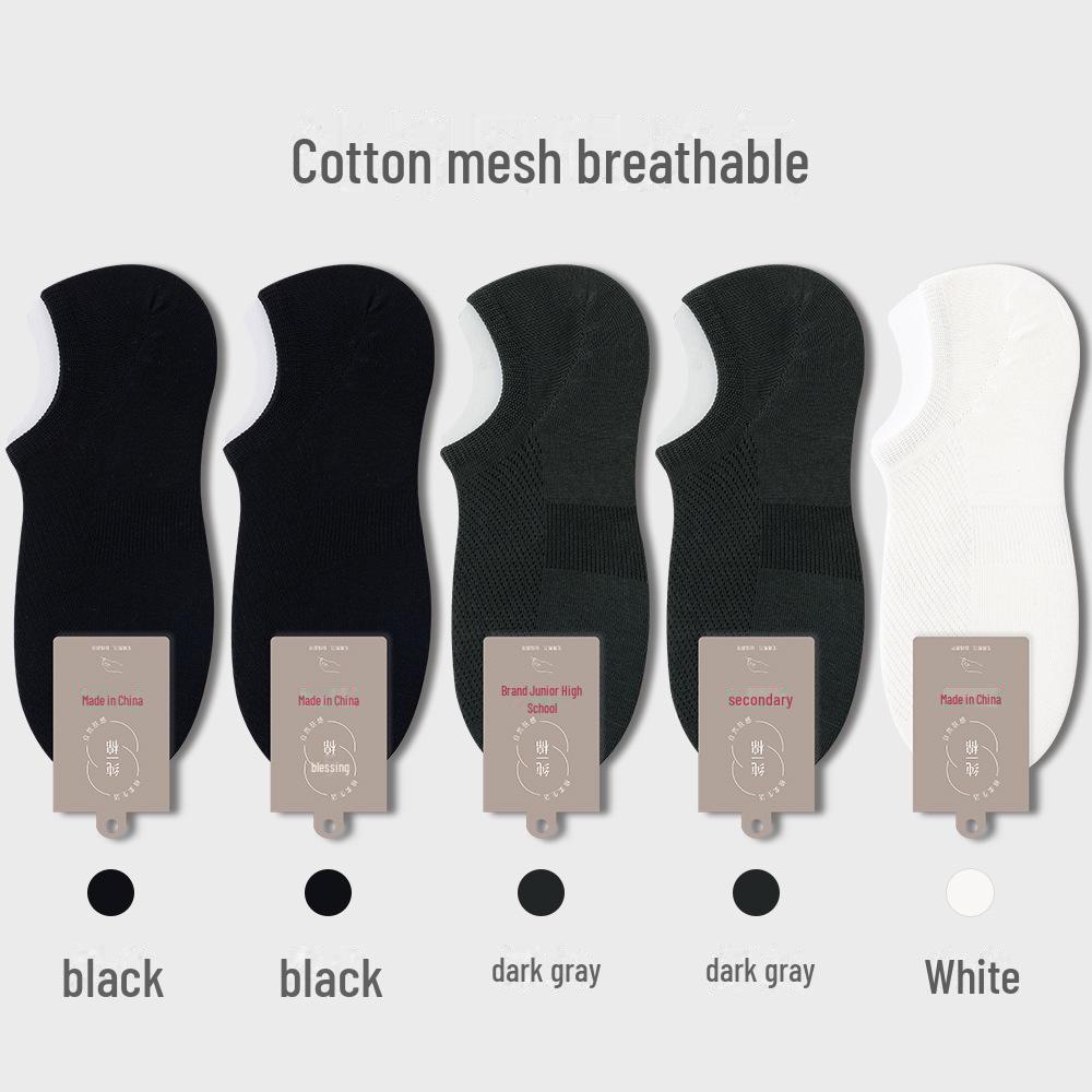 Men’s Invisible Cotton No-Drop Heel Socks: Non-Slip, Antibacterial, Breathable, Sweat-Absorbent, Ultra-Thin