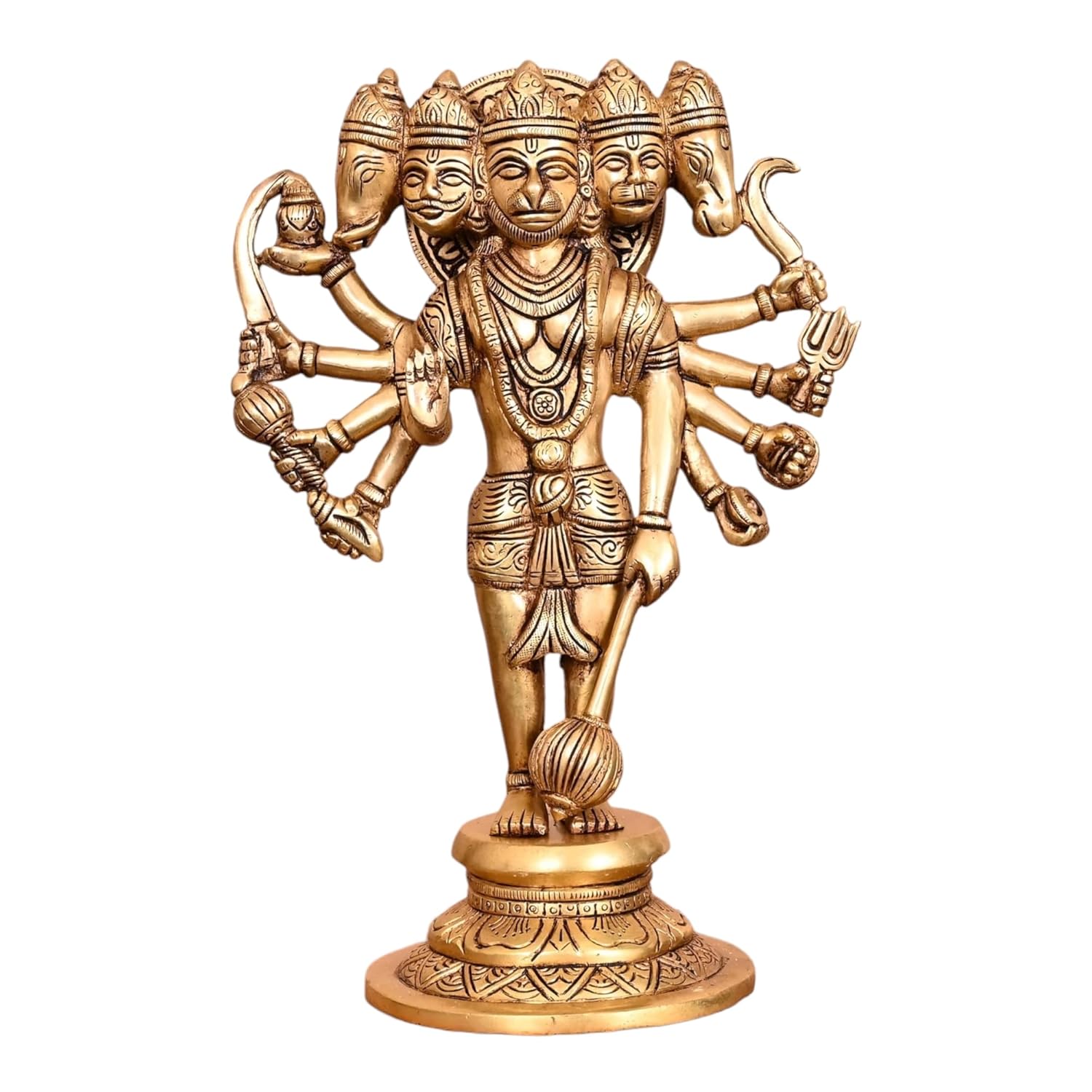 

Ashtadhatu Brass Shri Panchmukhi Hanuman Ji Idol, Bala Ji God Statue - 7 Inch