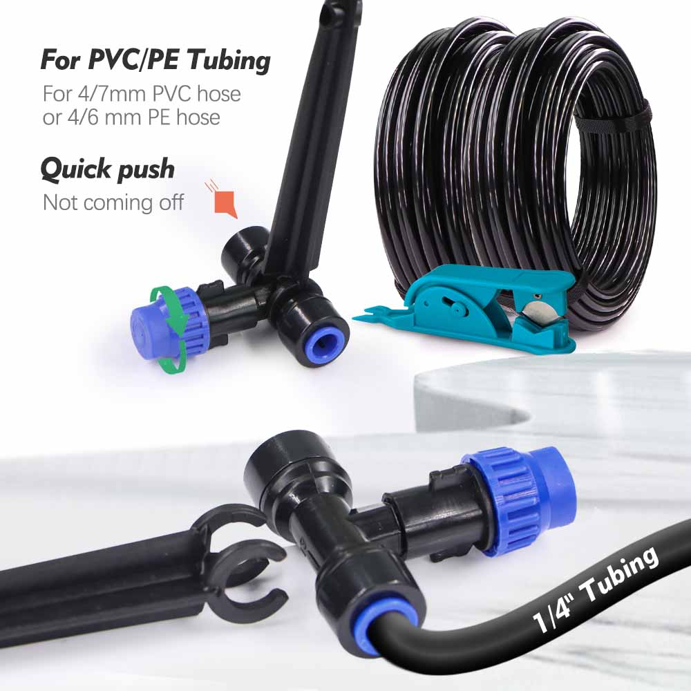 30/20m 1/4" Misting Cooling System 180° Adjustable Atomizer Filter Kit for Garden Irrigation Watering 4/6mm Quick Push Slip Lock