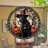 2D Flat Halloween and Christmas Themes,wall Decoration,black Dog with Pumpkin and Witch Hat Design,holiday Home Decoration for Bedroom Home Decoration