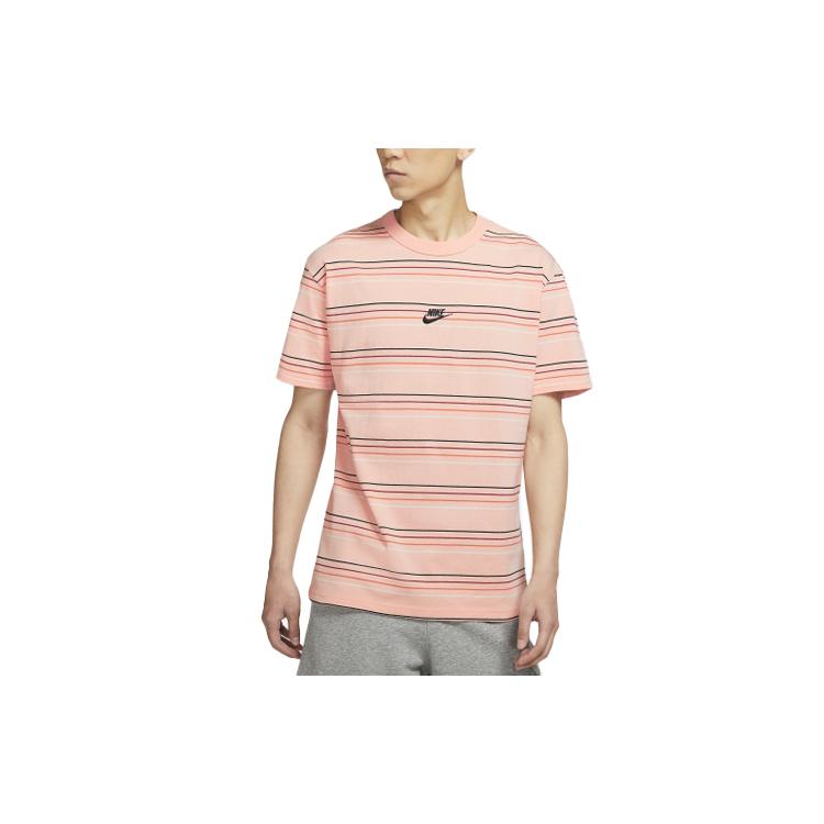 Nike T Shirts Men's Pink Crew Neck Moderate Straight Fit DB6532-800