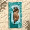 Entspannendes Capybara auf Schwimmring Strandtuch, Leichtes Saugfähiges Handtuch Für Draußen Strandurlaub Schwimmen