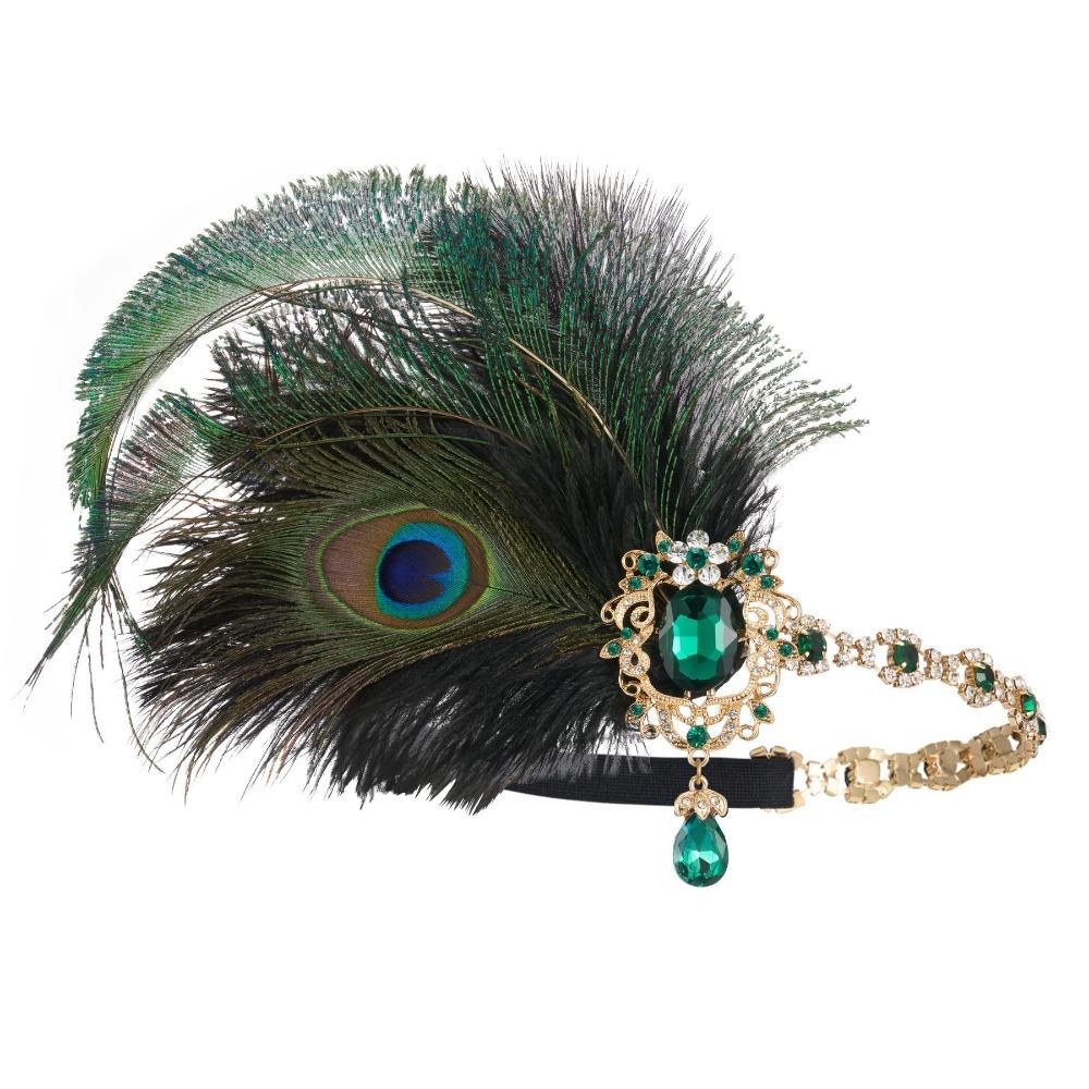 Vintage Gatsby Style Feather Headband Fascinator Masquerade Hair Band Makeup Party