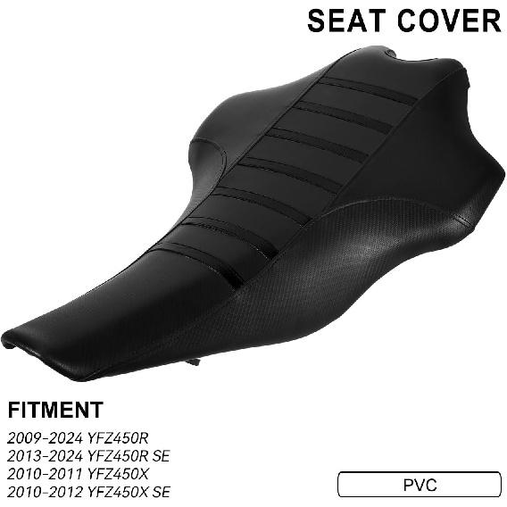 ATV Seat Cover Non-Slip Soft Waterproof for YFZ450R 2009-2024 YFZ450R SE 2013-2024 YFZ450X 2010-2011 YFZ450X SE 2010-2012, High Elastic Leather Black