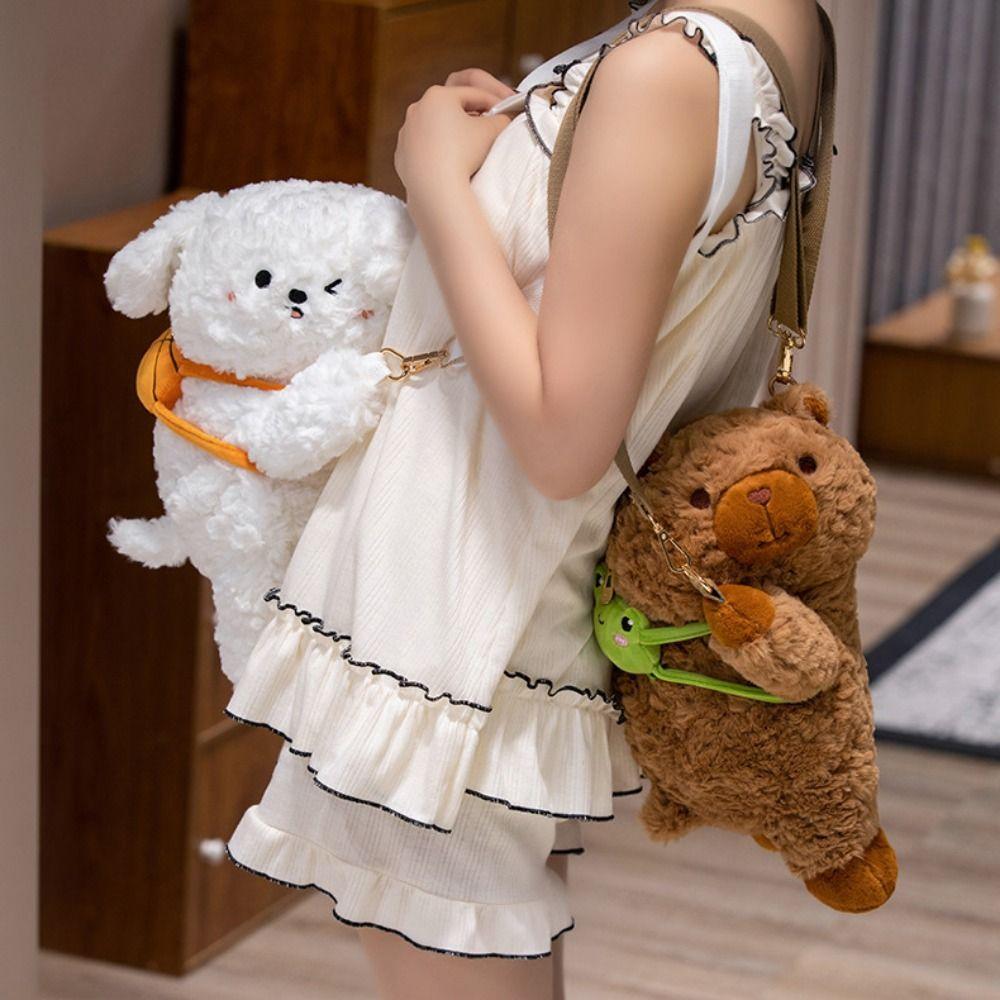Pig Animals Raccoon Bag Fur Capybara Crossbody Bag Cute Plush Panda Backpack  Zoo Gift