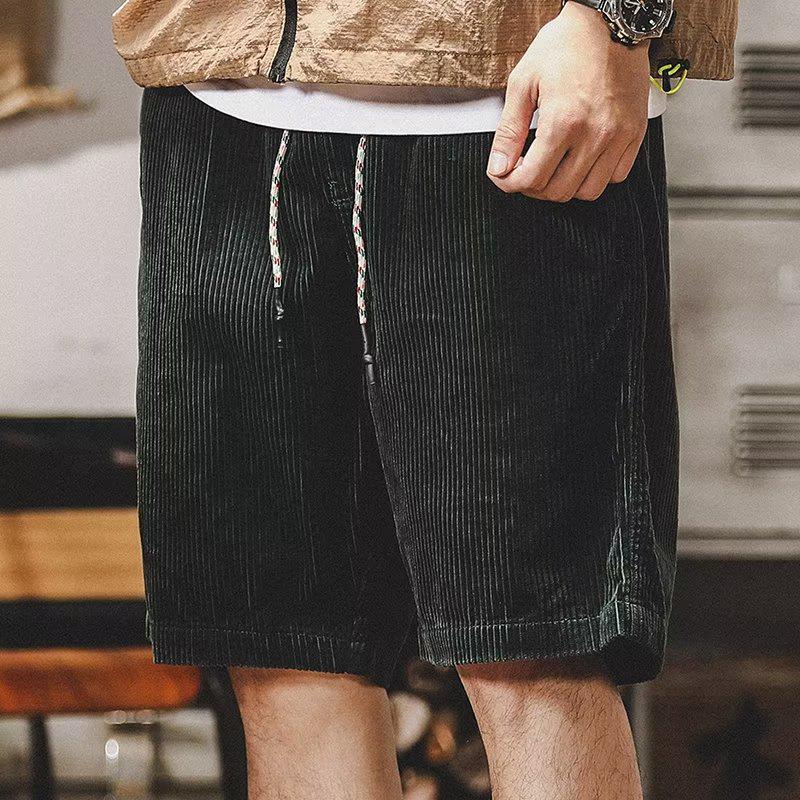 Men's Trendy Retro Corduroy Workwear Shorts - Casual Loose Fit Five-Point Design
