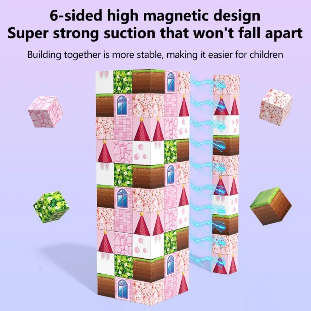 Magnetic Building Blocks Princess Castle Garden STEM Montessori Sensory Magnet Constrction Cubes for Toddler Kids Toy