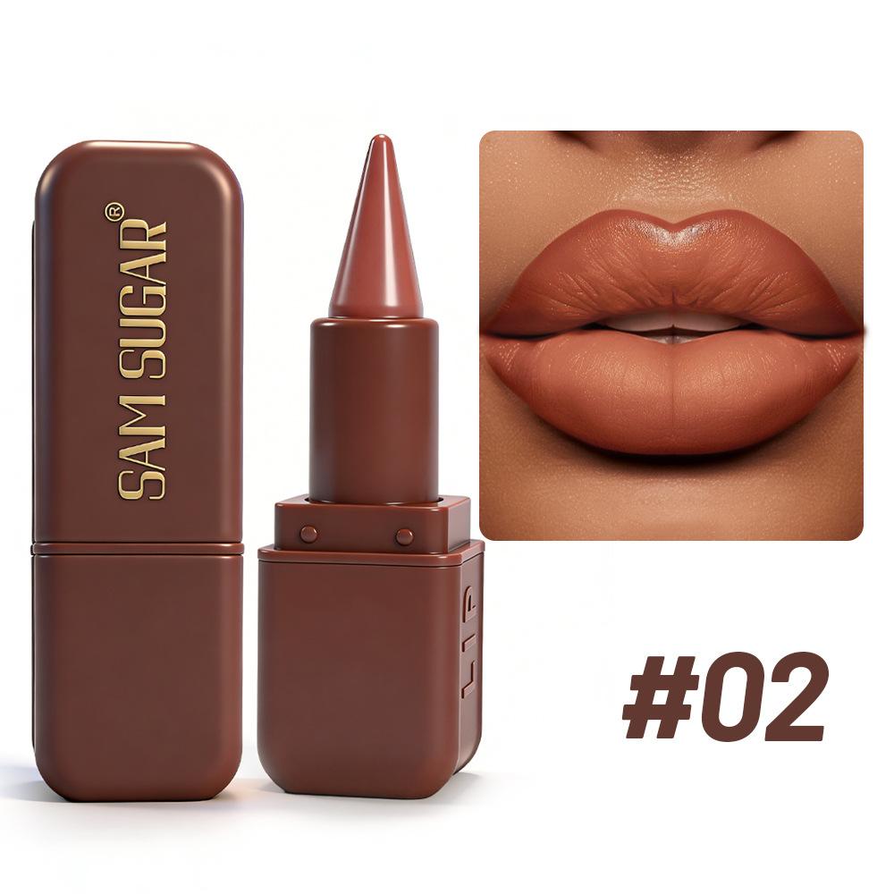 Matná čokoládová rtěnka, 6 barev, Dlouhotrvající voděodolná rtěnka, Hladký sametový tón na rty pro denní & párty make-up