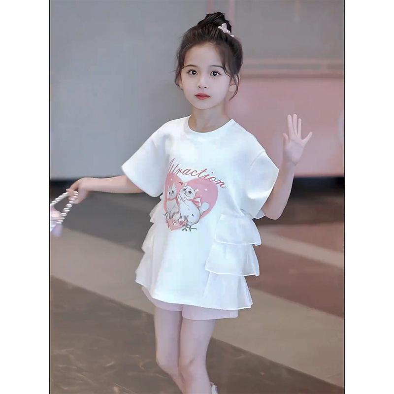 Girls Summer Short Sleeve T Shirt Dress Princess Cute Dress 110