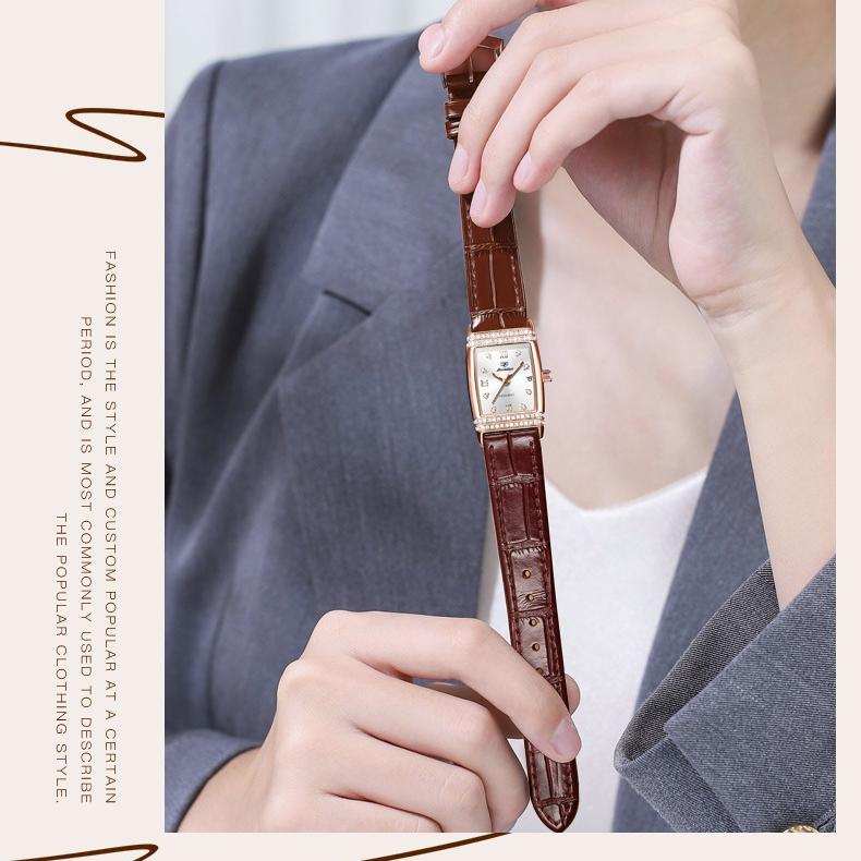 Hodinky značky JINSHIDUN Lehké Luxusní Jednoduché Diamantové vsazené Vodotěsné Luminous Quartz Hodinky Dámské hodinky Dámské hodinky